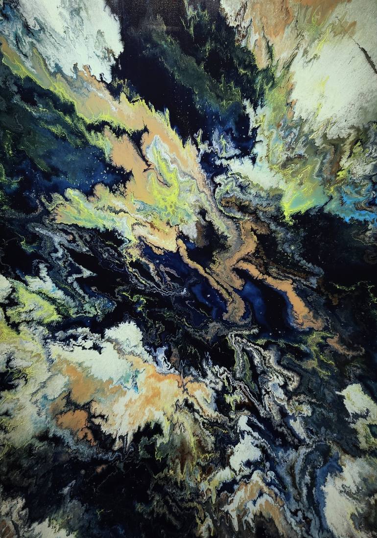 Original Nature Painting by Felix Guenther | Abstract Art on Canvas | Wind through the night