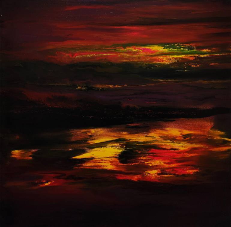 Original Abstract Painting by Felix Guenther | Abstract Art on Canvas | In the heart of the night colors