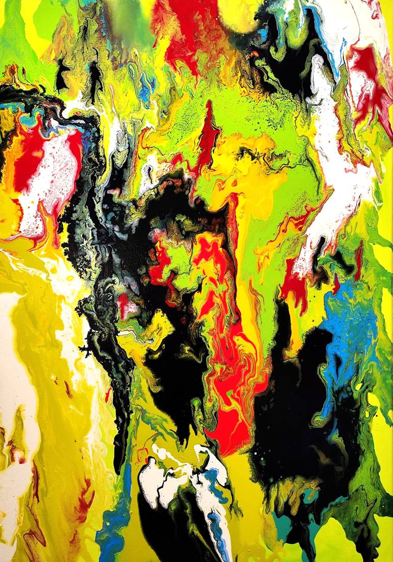 Original Abstract Painting by Felix Guenther | Abstract Art on Canvas | Symphony of colors in the stream