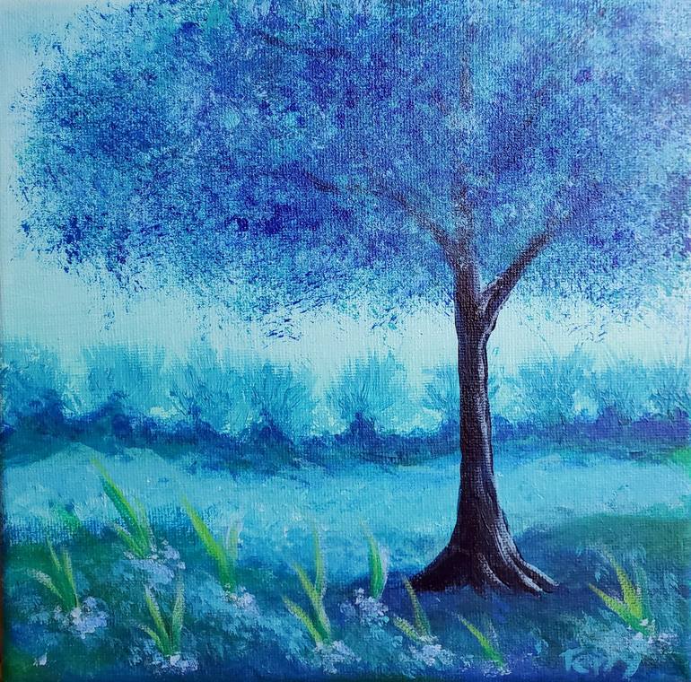 Blue Tree Painting by Terry Sobon | Saatchi Art