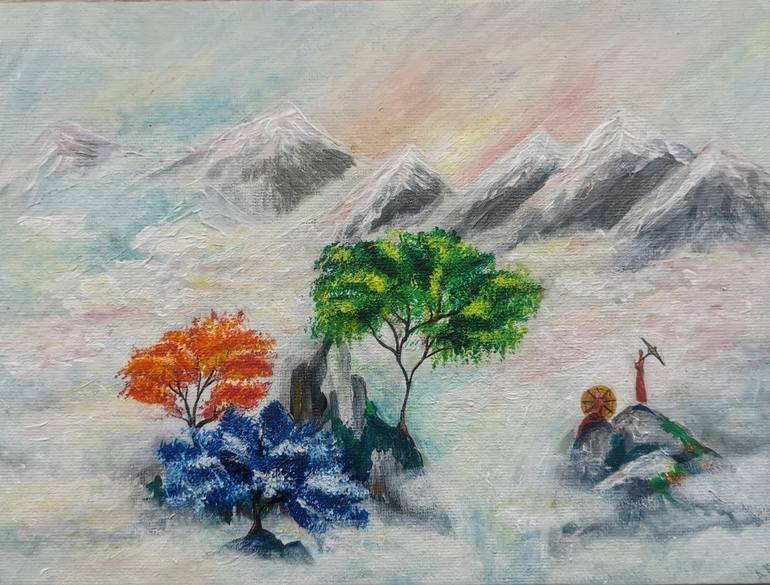 Sunrise in the mountains Painting by Adel Remark | Saatchi Art