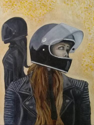 Original Figurative Motorcycle Paintings by Boni Contreras