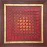 Red squares moves on a red surface. The optical effect is alluring.