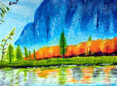 Painting of Nature original forest art work thumb