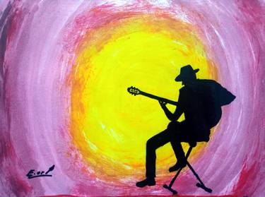 Silhouette painting of Musician thumb