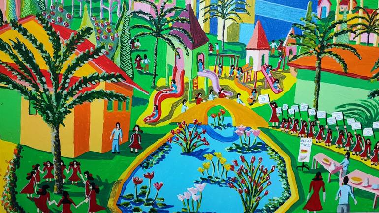 Original Naive Art Landscape Painting by Raphael Perez