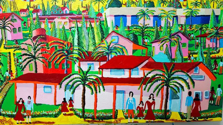 Original Naive Art Landscape Painting by Raphael Perez