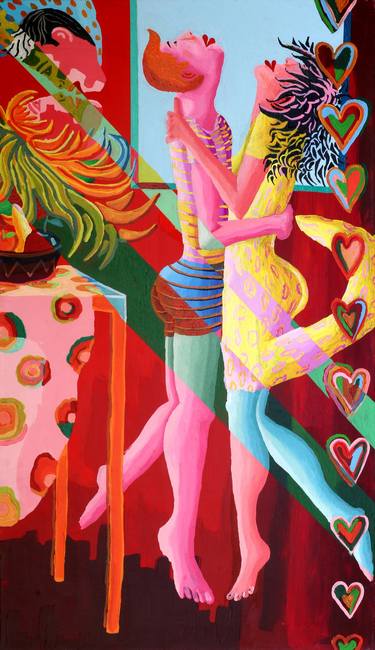 couple peinture raphael perez peintre israélien artiste naïf art thumb