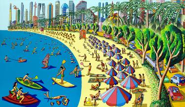 naive paintings art by raphael perez tel aviv city beach thumb