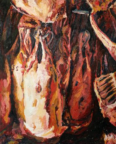 still life Painting chunks of meat after Rembrandt and Chaim Soutine thumb