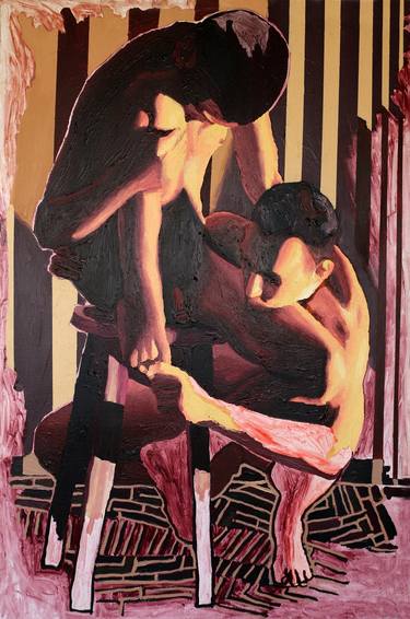 Saatchi Art Artist Raphael Perez Israeli Artist; Paintings, “nude gay men paintings naked homosexual couple painting queer artworks” #art