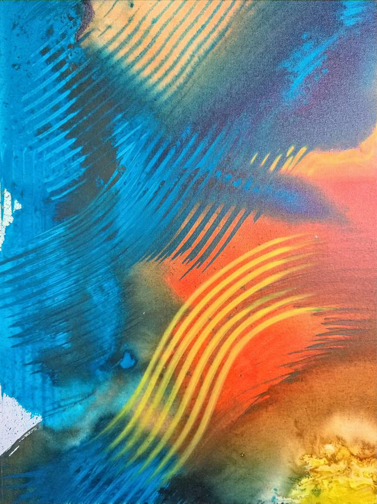 Original Abstract Outer Space Painting by Gerard Laurence