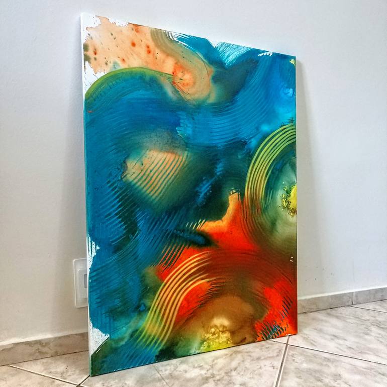 Original Abstract Outer Space Painting by Gerard Laurence