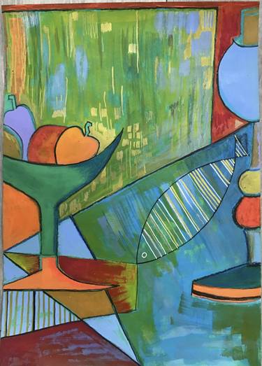 Print of Abstract Fish Paintings by Becky Pascoe