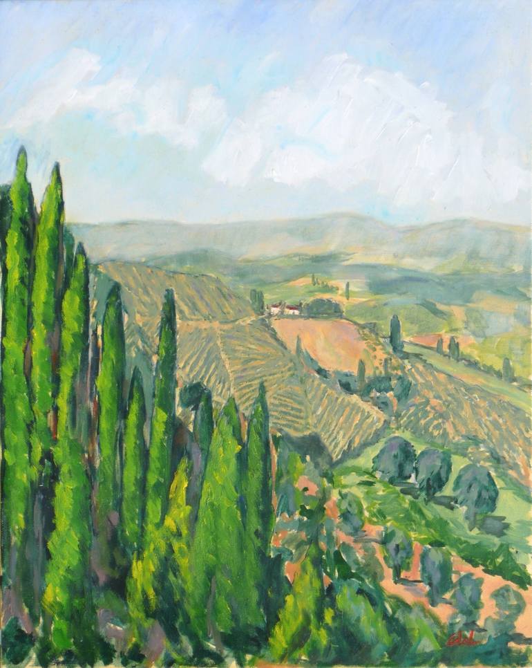 View from San Gimigniano Painting by ERIC DELAVAL | Saatchi Art