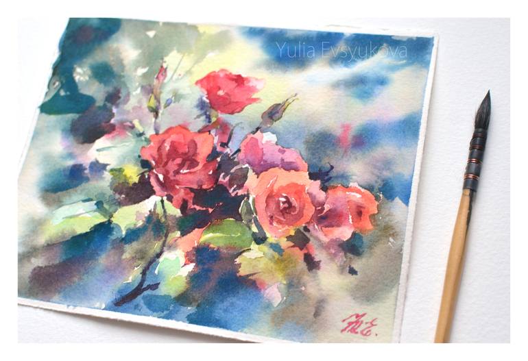 Original Impressionism Floral Painting by Yulia Evsyukova