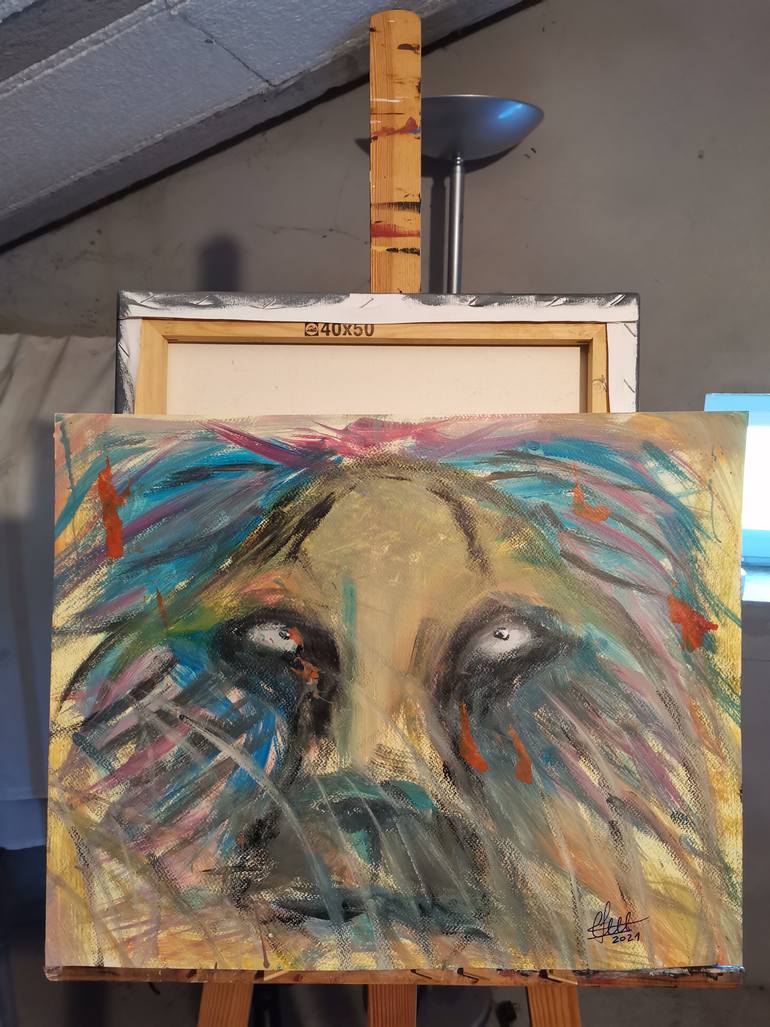 Original Abstract Expressionism Animal Painting by Luciano Costa
