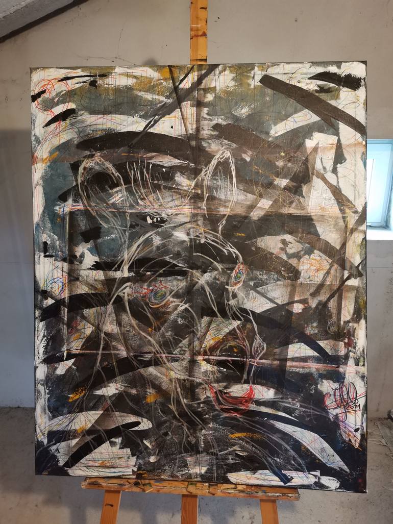 Original Abstract Expressionism Animal Painting by Luciano Costa