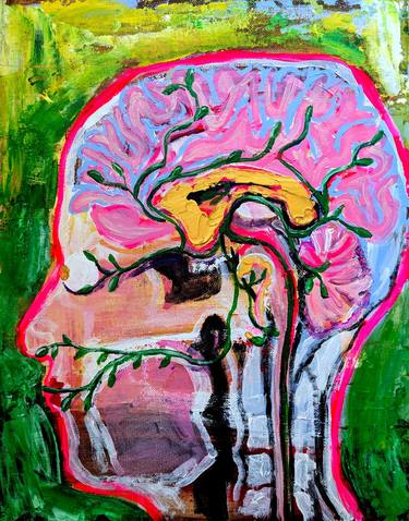 Saatchi Art Artist Echoing Multiverse; Paintings, “Self Portrait:  Zombie Food (My Brain)” #art