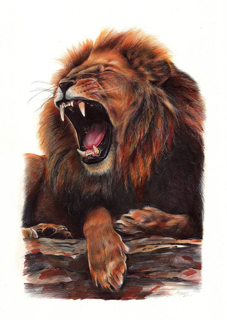 Lion - Animal Portrait Drawing by Daria Maier | Saatchi Art