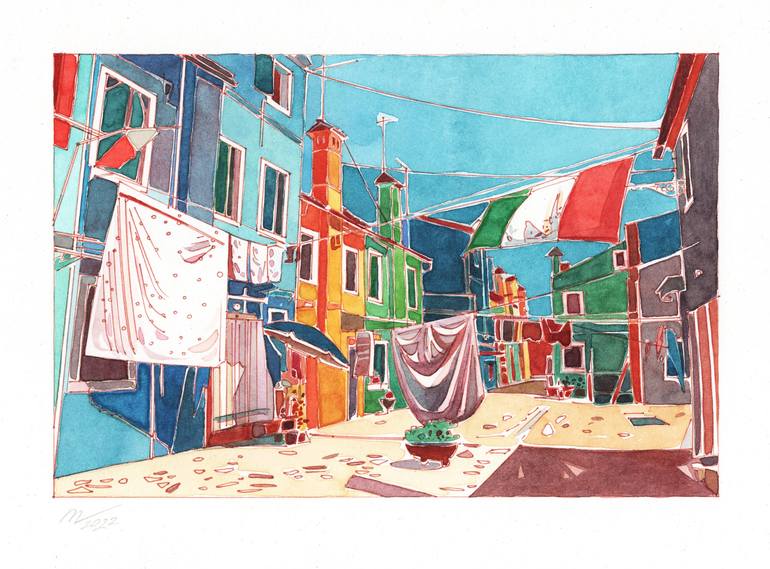 Original Documentary Architecture Paintings by Daria Maier