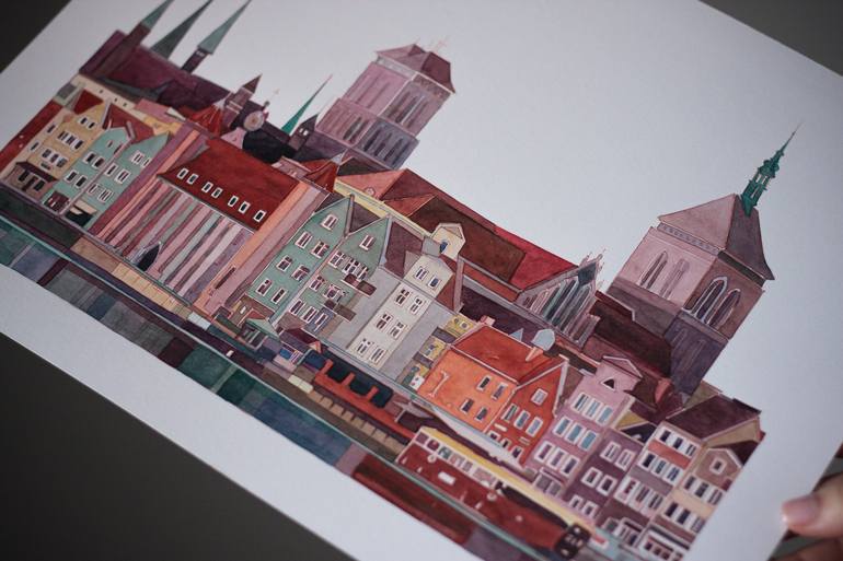 Original Documentary Architecture Painting by Daria Maier