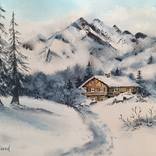 Mountain Chalet in Winter by Victoria Girerd