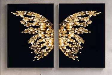 Shimmer Butterfly Golden Abstract Home Decor thumb
