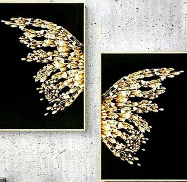 Shimmer Butterfly Golden Canvas Wall Decor thumb