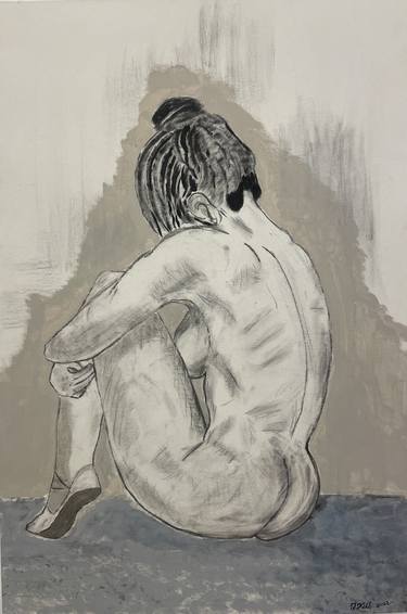 Original Expressionism Nude Painting by Ioana Adriana Helmeseanu