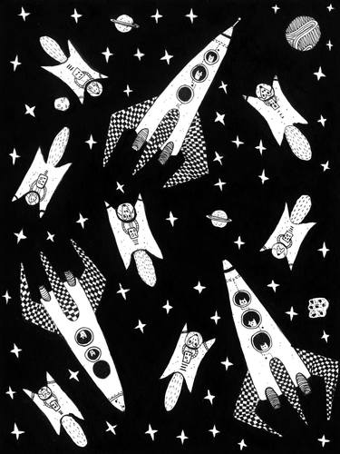 Print of Modern Outer Space Drawings by The Rocket Station Art