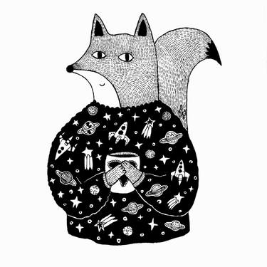 Fox with rocket pattern sweater thumb