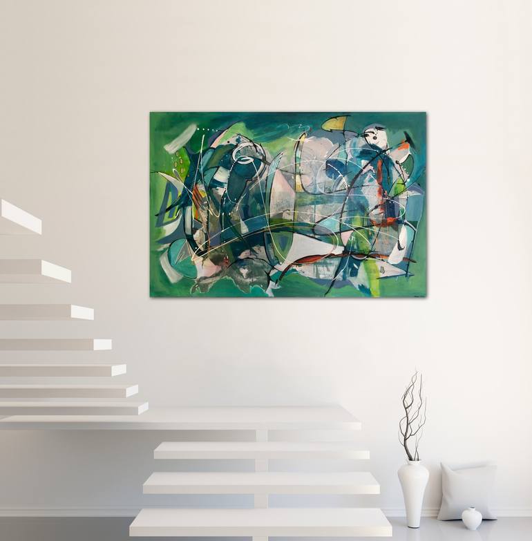 Original Abstract Expressionism Abstract Painting by Siham Itani