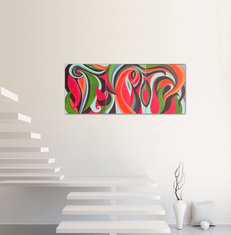 Original Abstract Expressionism Floral Painting by Siham Itani