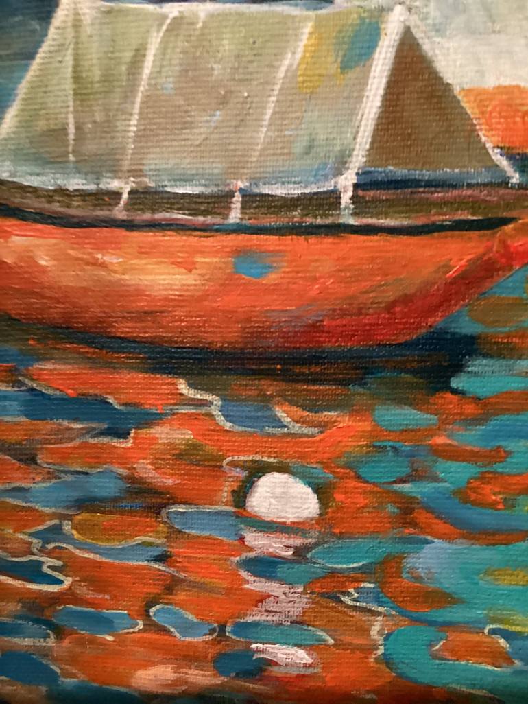 Original Sailboat Painting by Siham Itani