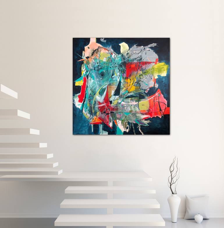 Original Abstract Expressionism Abstract Painting by Siham Itani