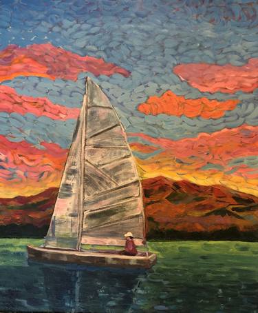 Print of Expressionism Sailboat Paintings by Siham Itani