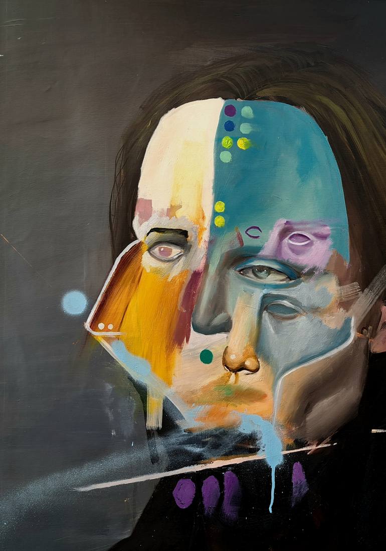 Original Portraiture People Painting by Oscar Nin