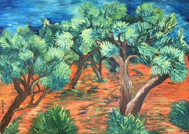 Original Impressionism Tree Paintings by Hong Nguyen