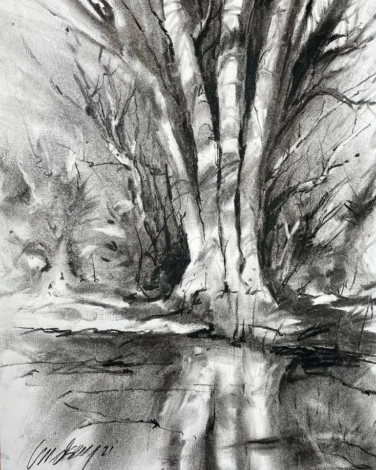 A Quiet Creek Drawing By Brett Lindsey 