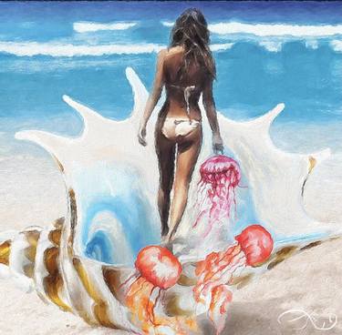 Original Figurative Beach Paintings by Lucy Klimenko