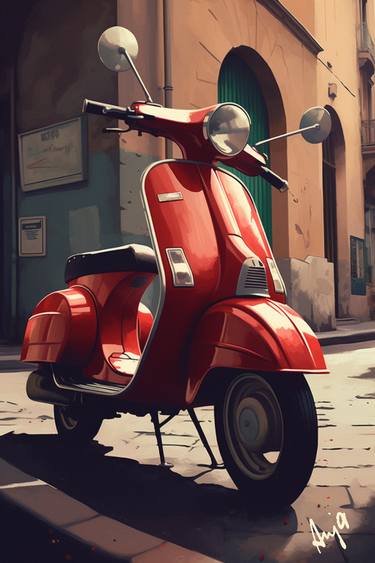 Print of Motorcycle Digital by Anna Rudko