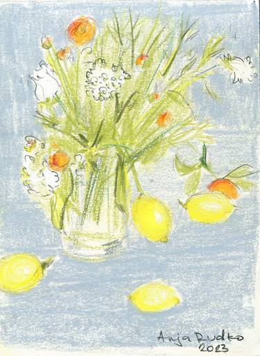 Original Expressionism Floral Drawings by Anna Rudko