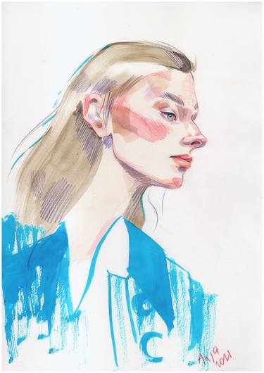 Original Figurative Fashion Drawings by Anna Rudko