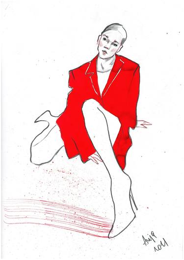 Original Figurative Fashion Drawings by Anna Rudko