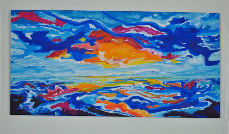 Original Pop Art Seascape Painting by Zelie Alice