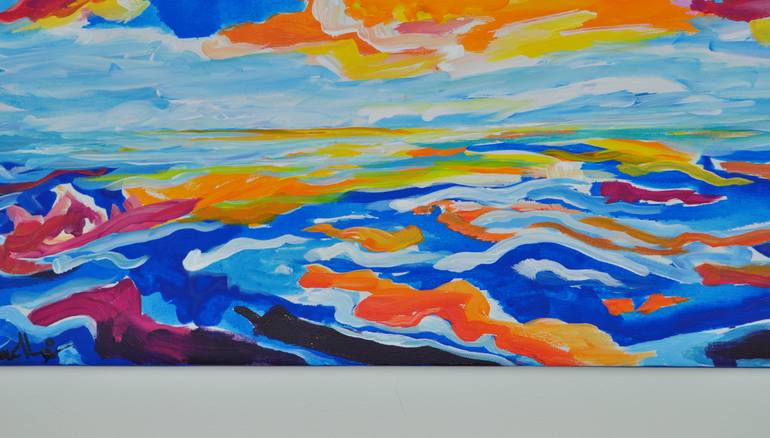 Original Pop Art Seascape Painting by Zelie Alice