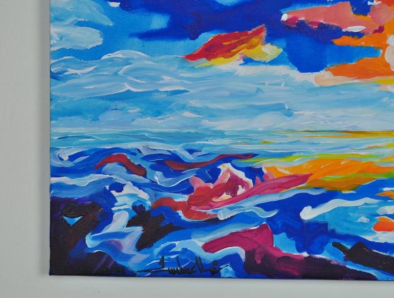 Original Pop Art Seascape Painting by Zelie Alice