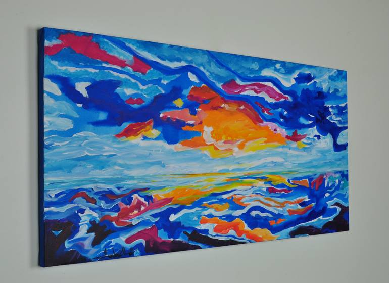 Original Pop Art Seascape Painting by Zelie Alice
