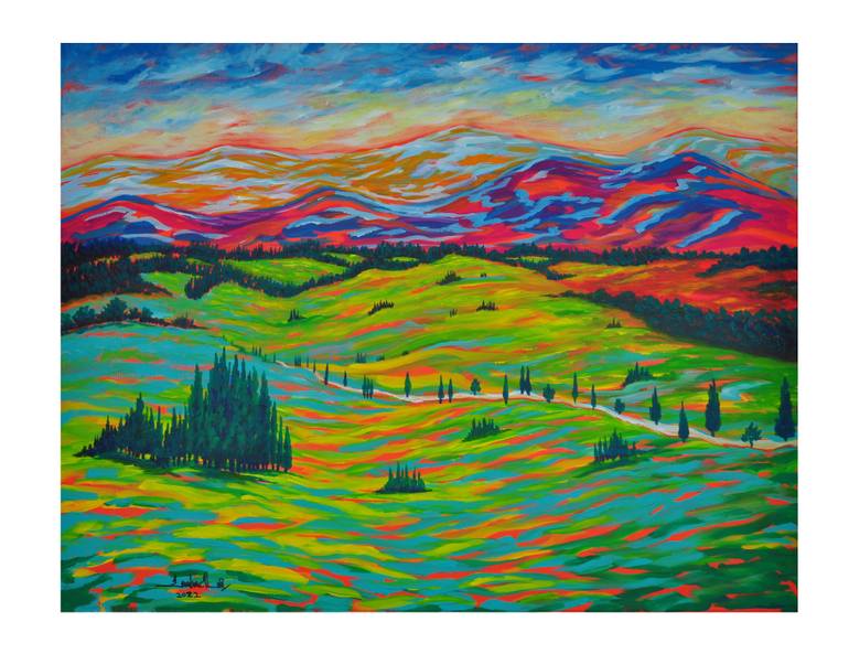 Original Art Nouveau Landscape Painting by Zelie Alice